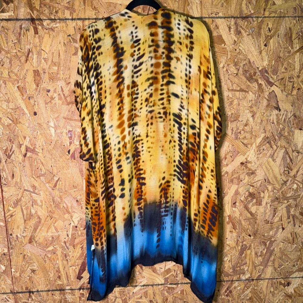 Ruggine Leopard Animal Print Lightweight Tunic Kimono Top Boho Coastal Resort OS - Picture 4 of 8